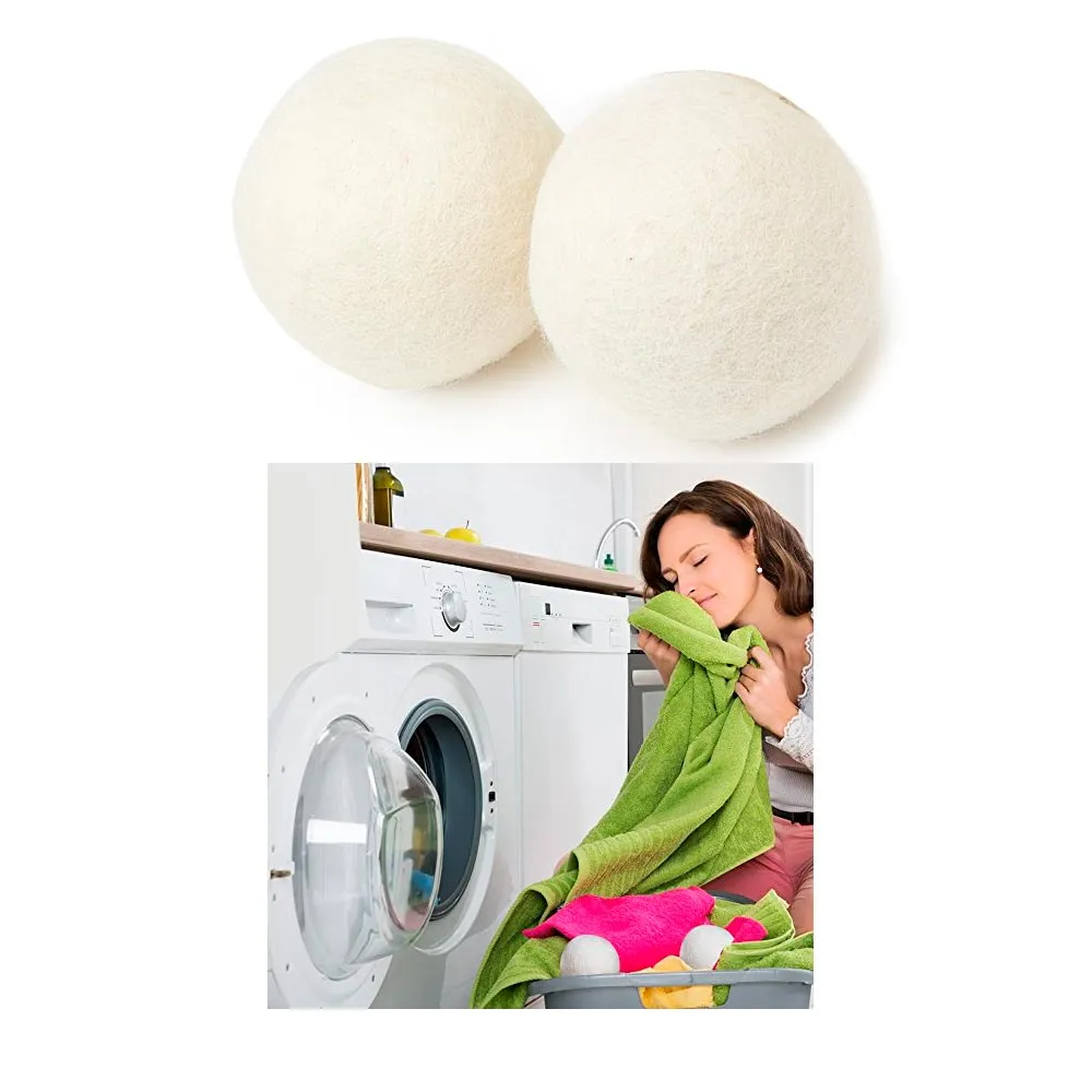 2 Pc Wool Dryer Balls Laundry Natural Hypoallergenic Reusable Fabric Softener