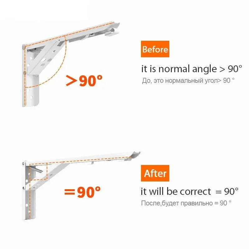 2 Piece Steel Folding Angle Bracket Easy Install for Shelf Bench Table