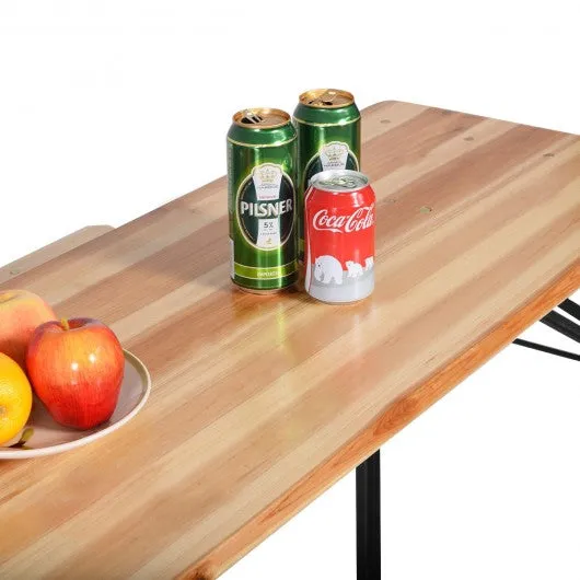 3 pcs Folding Wooden Picnic Table Bench Set