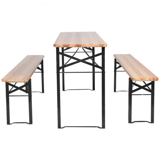 3 pcs Folding Wooden Picnic Table Bench Set