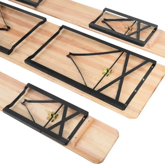 3 pcs Folding Wooden Picnic Table Bench Set