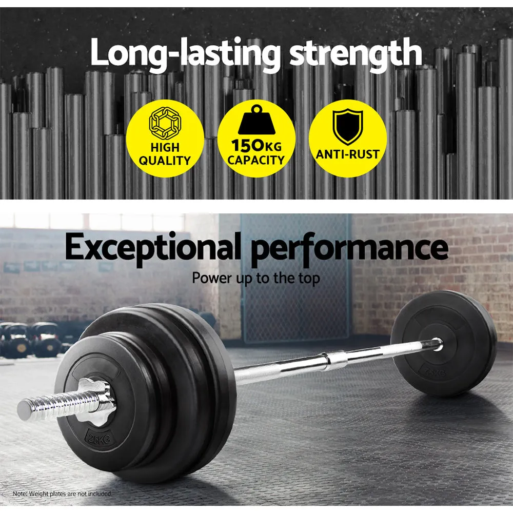 Adjustable 168CM Steel Barbell Bar w/ Spring Collars Everfit