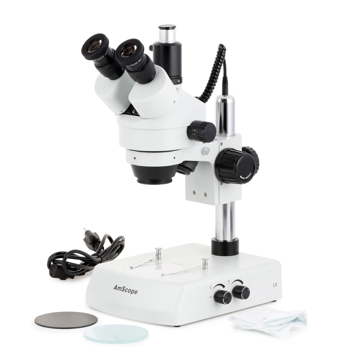 AmScope SM-2 Series Simul-Focal Zoom Trinocular Stereo Microscope with Dual Halogen Lights and Optional Digital Camera