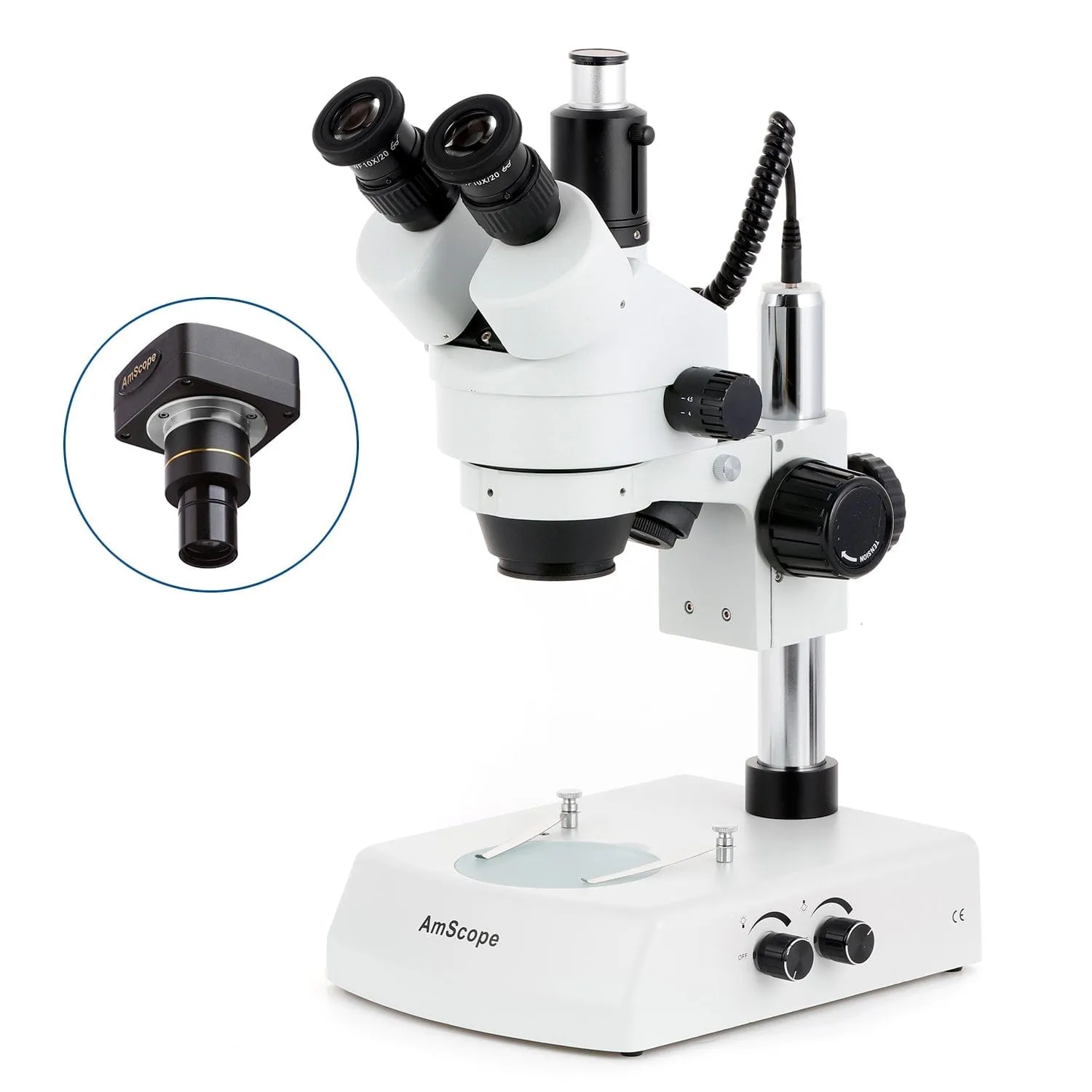 AmScope SM-2 Series Simul-Focal Zoom Trinocular Stereo Microscope with Dual Halogen Lights and Optional Digital Camera