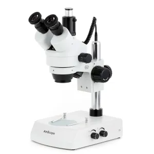 AmScope SM-2 Series Trinocular Stereo Microscope on Pillar Stand with LED Dual Lights and Optional Digital Camera