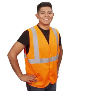 Cordova Cor-Brite V210PXL Type-R Class 2 Safety Vest, Hi-Vis Orange, X-Large, 1 Each