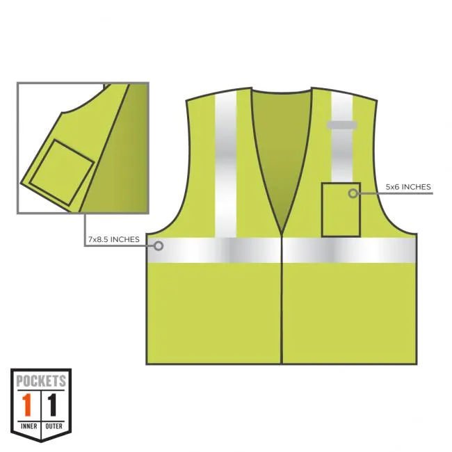 Ergodyne GloWear 8210Z Type R Class 2 Economy Mesh Hi-Vis Safety Vest- Lime