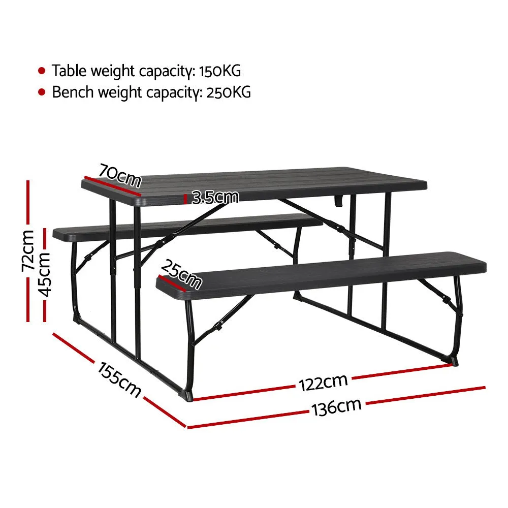 Foldable 3PCS Outdoor Dining Set with HDPE Top - Gardeon