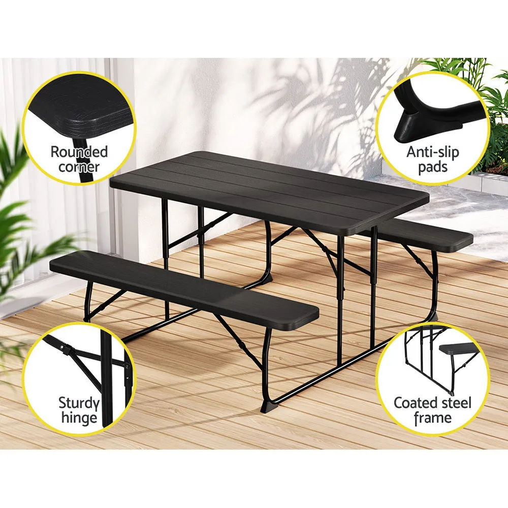 Foldable 3PCS Outdoor Dining Set with HDPE Top - Gardeon