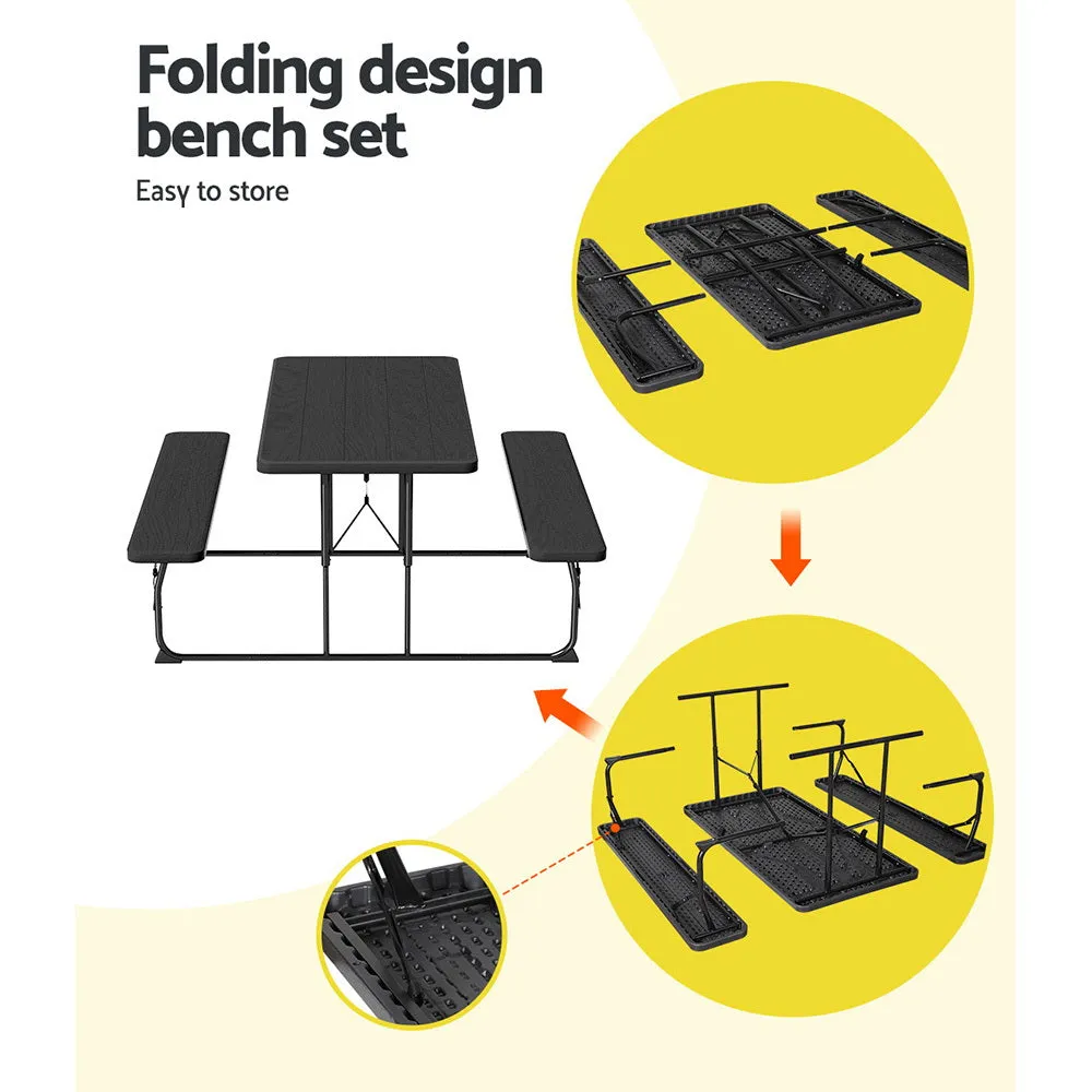 Foldable 3PCS Outdoor Dining Set with HDPE Top - Gardeon