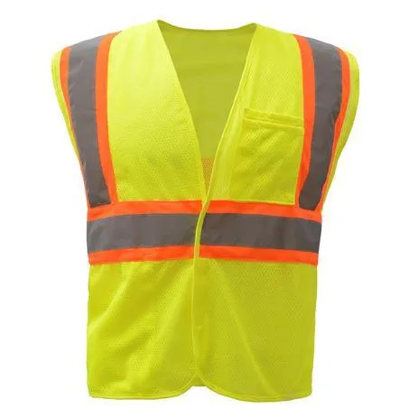 GSS CLASS 2 FIRE TREATED HOOK & LOOP CLOSURE VEST 3503 LIME