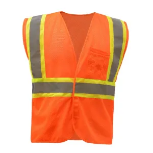 GSS Standard Class 2 Two Tone Mesh Hook & Loop Safety Vest 1008 Orange
