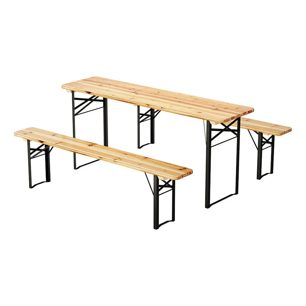 Natural Fir Wood 3pc Outdoor Dining Set, Seats 6, Gardeon
